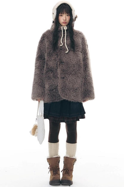 Reversible Polka Dot Fur Coat