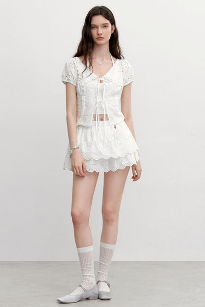 Vintage Lace Flower Asymmetrical Skirt Set-Up