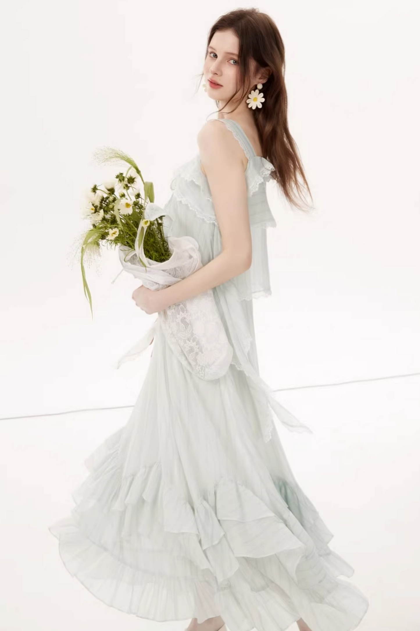 Tencel Ruffle Two-Piece Dress