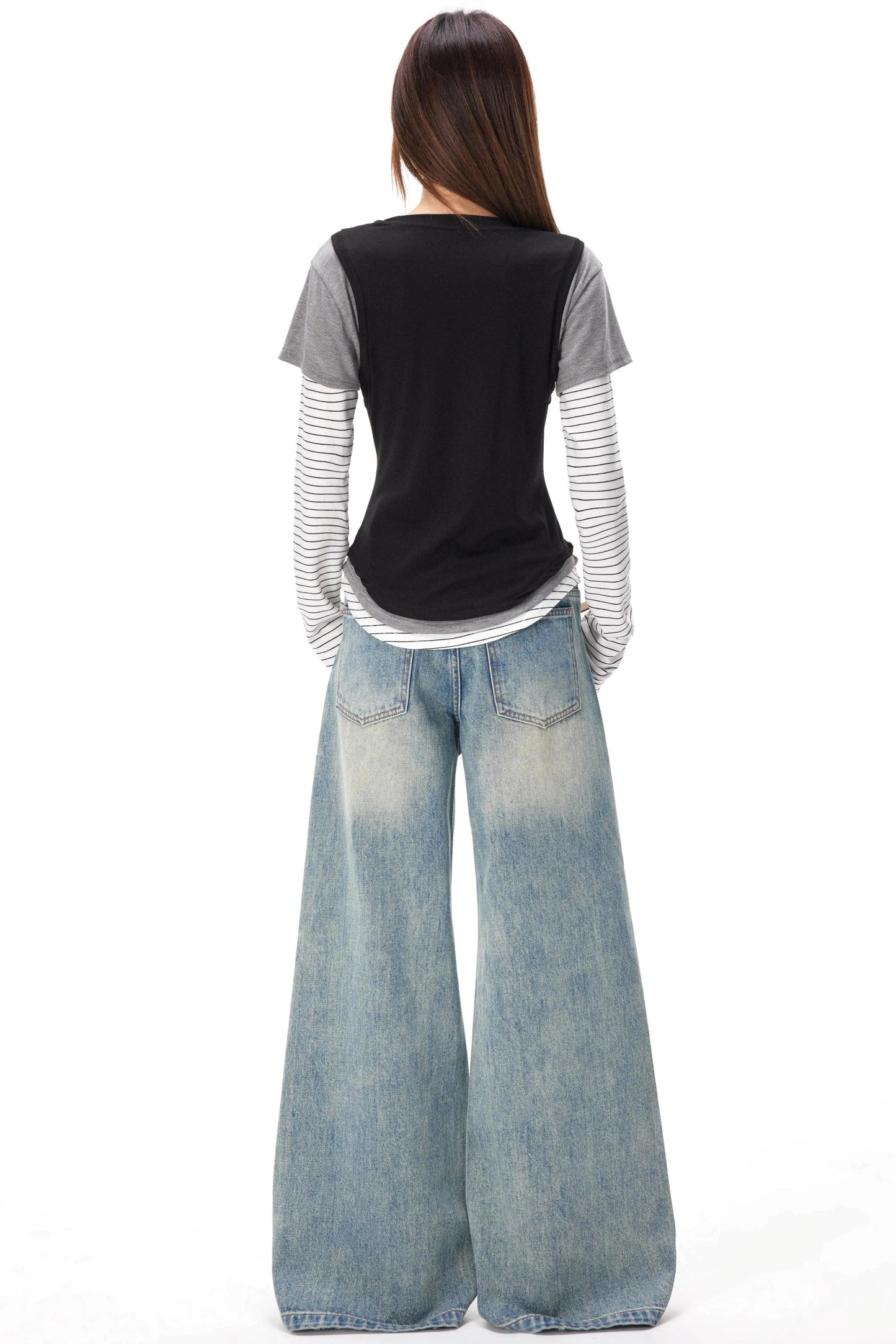 Retro Leopard Print Blaue Jeanshose