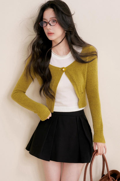 Cashmere Wool Crew Neck Knit Coat