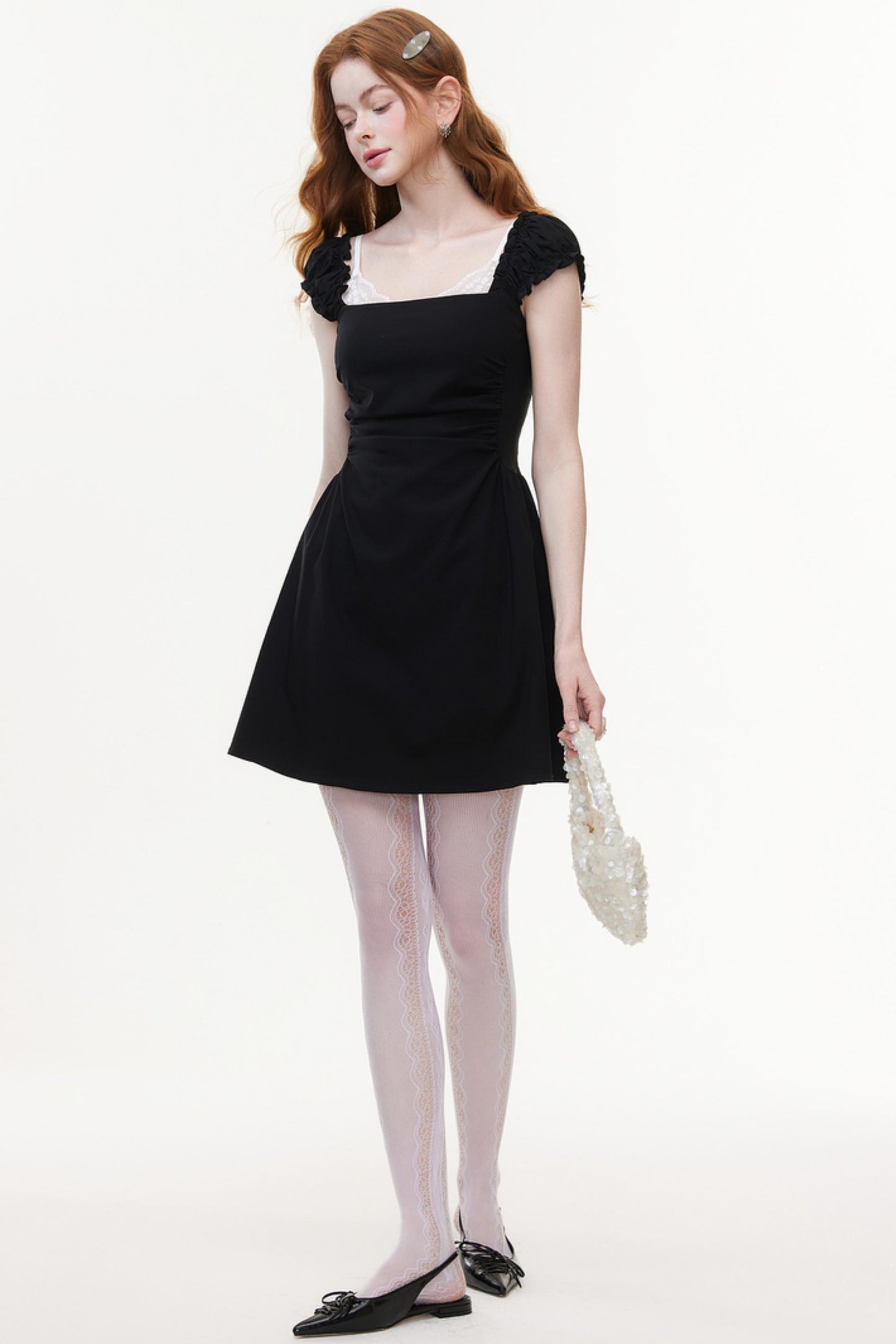 Bold Square Collar Strapless Dress