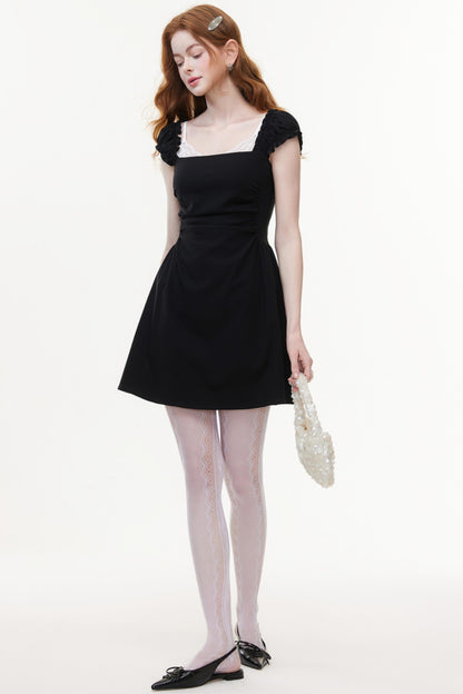 Bold Square Collar Strapless Dress