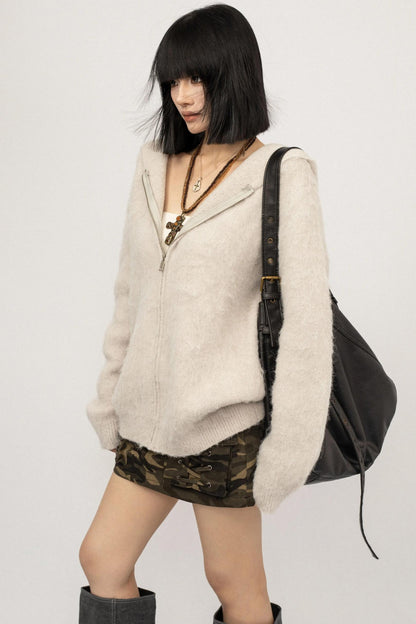 American Loose Hoodie Cardigan