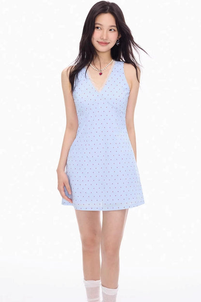 Lace-Trimmed V-Neck Dress