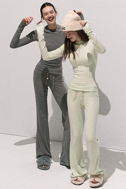 Soft Crewneck Knitwear Trouser Set-Up