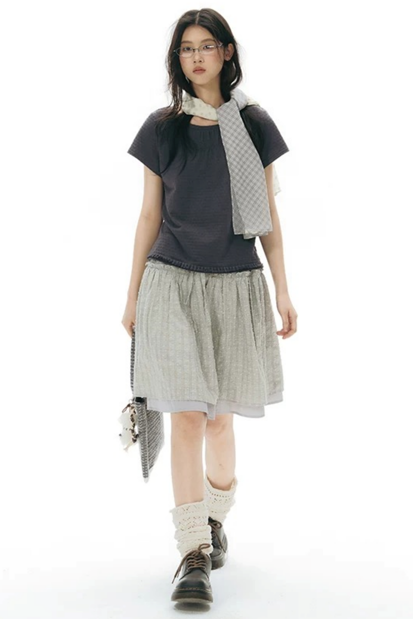 Double-Layered Puff A-Line Skirt