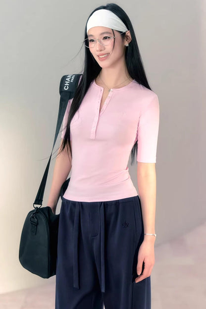 Versatile Slim-Fit Henley Top