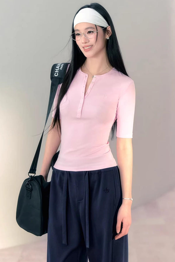 Versatile Slim-Fit Henley Top