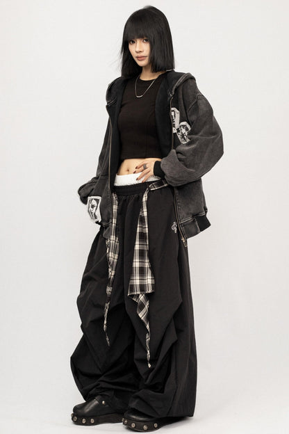 Loose Hooded Sweatshirt Jacket