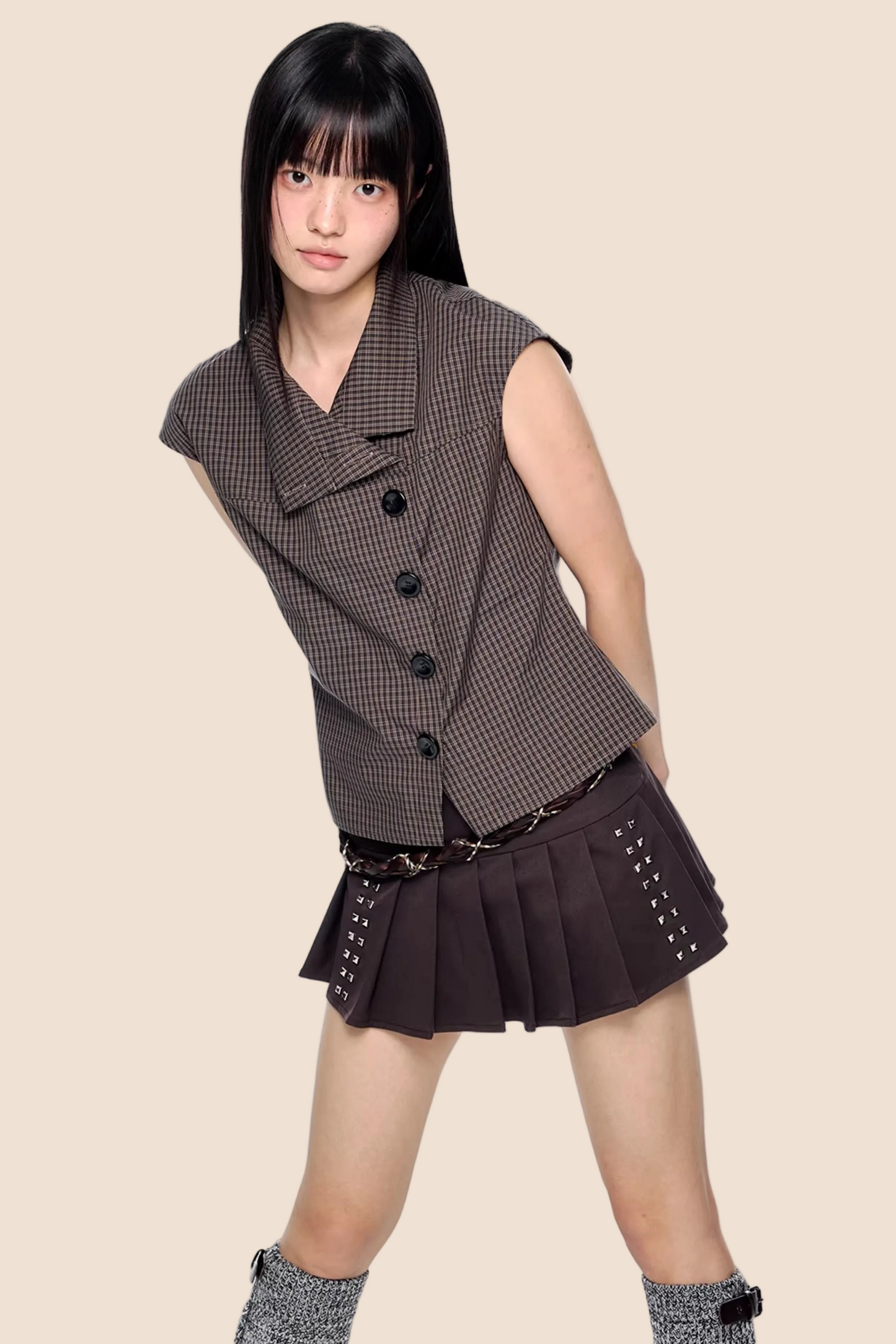 Retro kariertes Sommerbluse