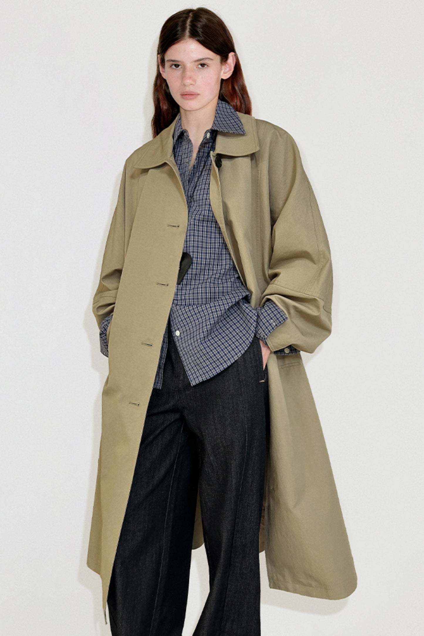 Cotton Brocade Minimal Trench Coat