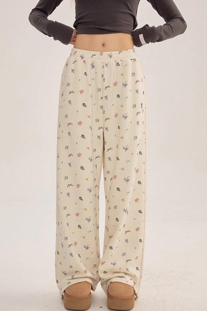 Floral Hooded Sweatshirt Cardigan Set-Up