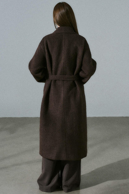 Wool Tweed Plaid Long Coat