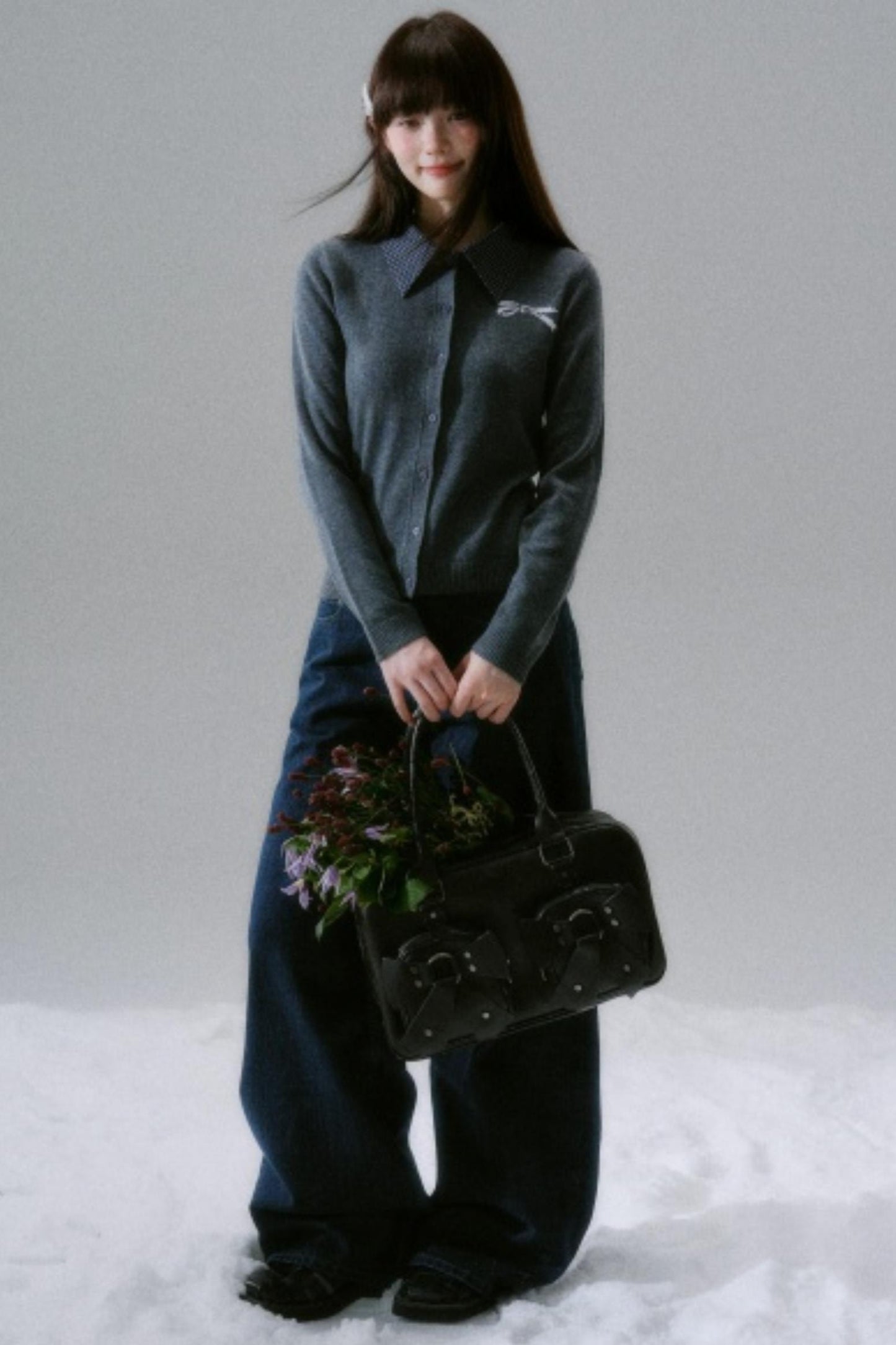 Miao-Style Wool Cardigan Sweater