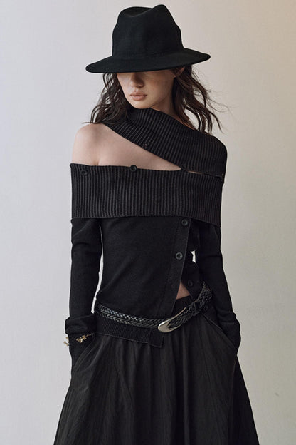 Light And Shadow One-shoulder Top