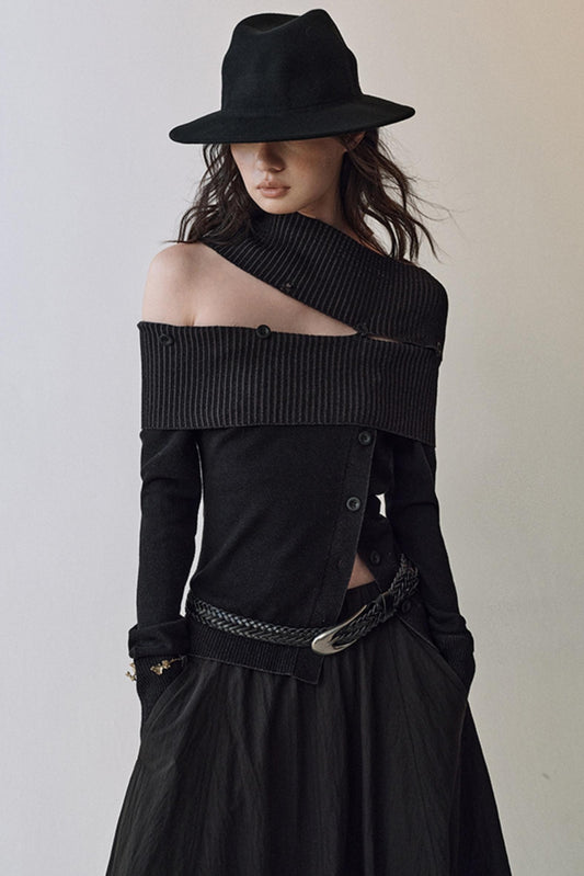 Light And Shadow One-shoulder Top