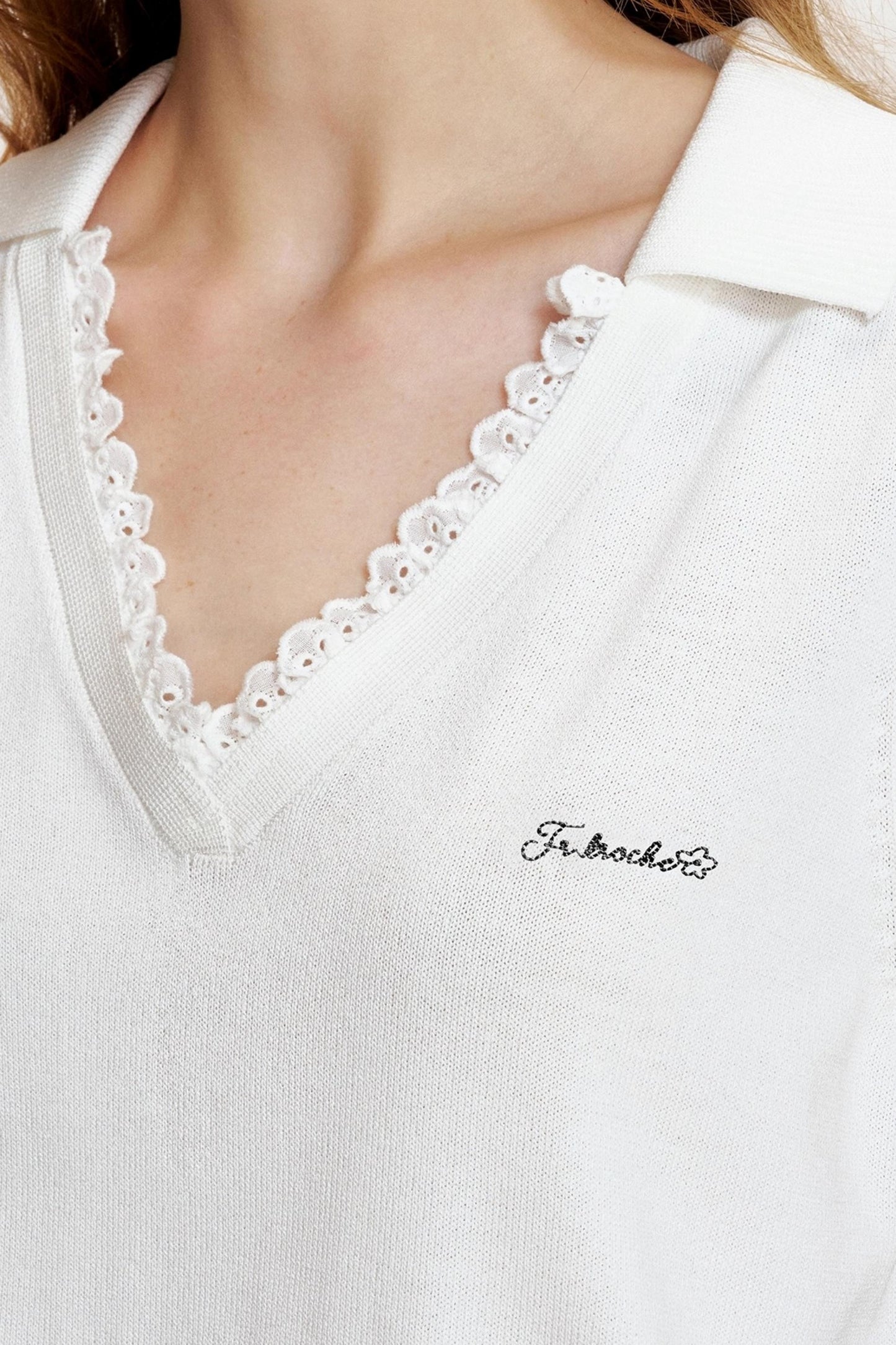 Beige Grain Embroidered Lace Knit Vest