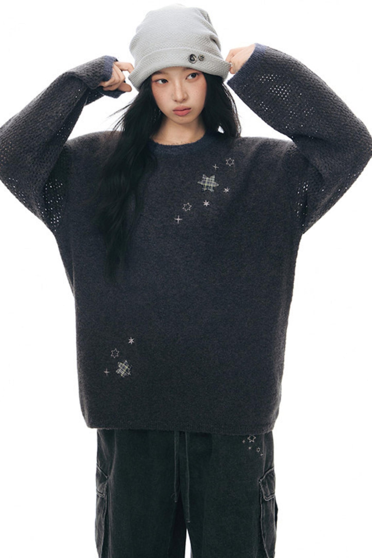 Embroidered Star Knit Sweater