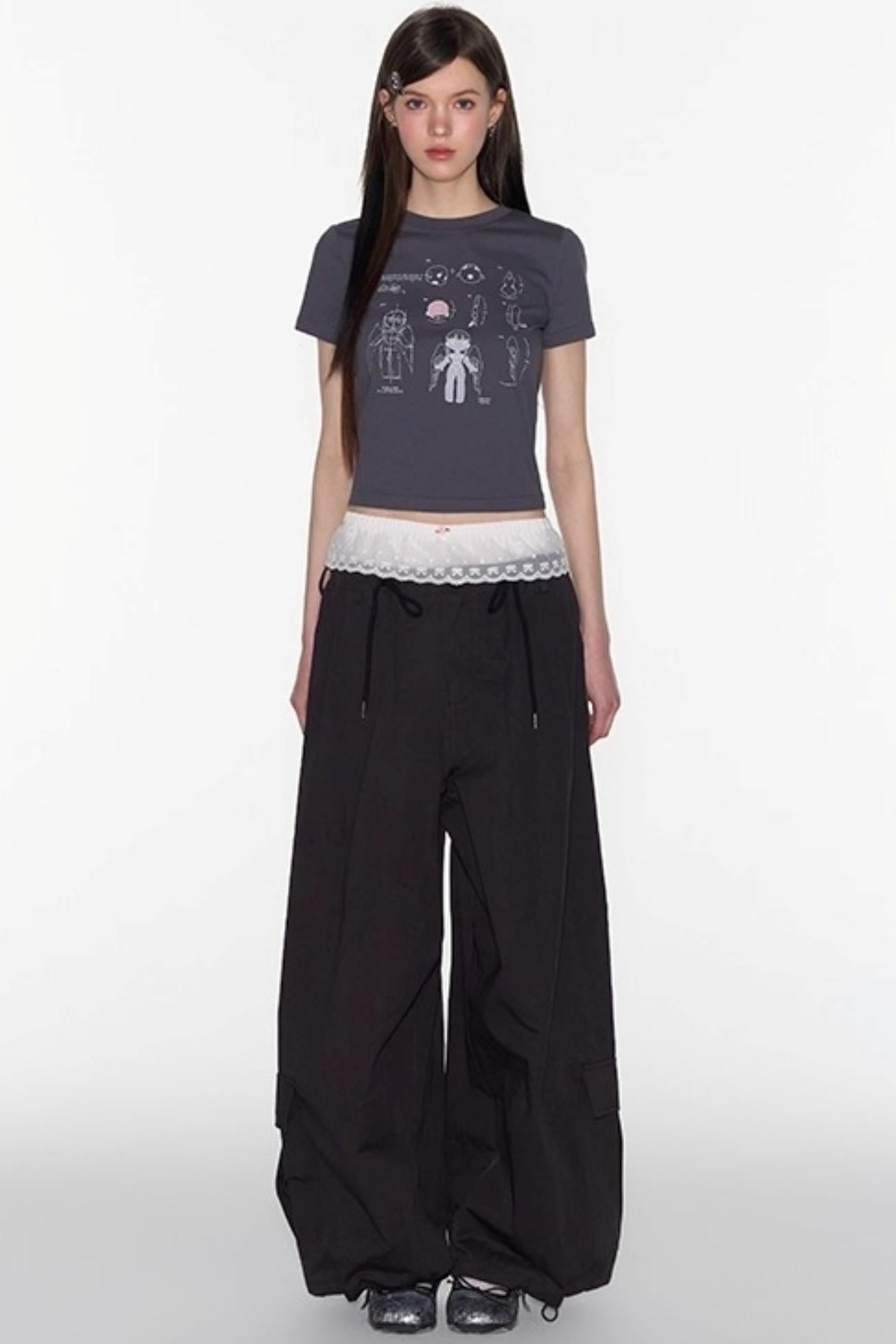 Spring American Shoulder Crop Top