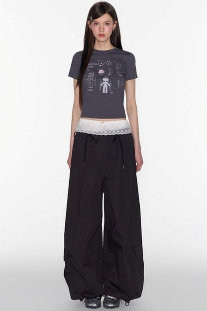 Spring American Shoulder Crop Top