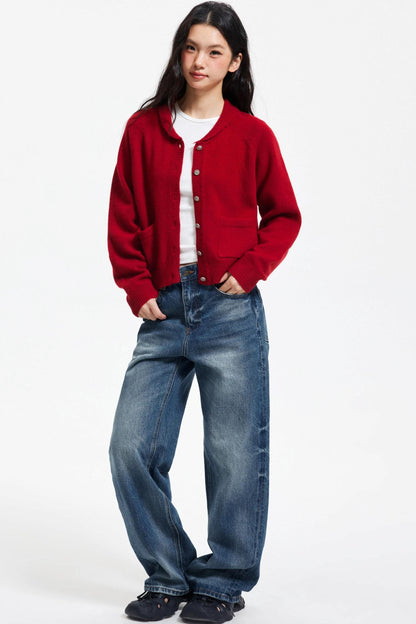 Pure Wool Raglan Cardigan