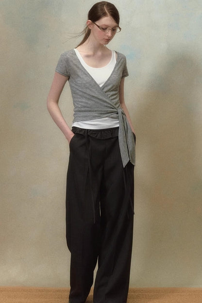 Summer Ruffle Wide Leg Pants