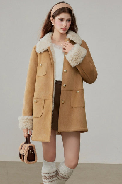 Fur Integrated Suede Winter Jacket