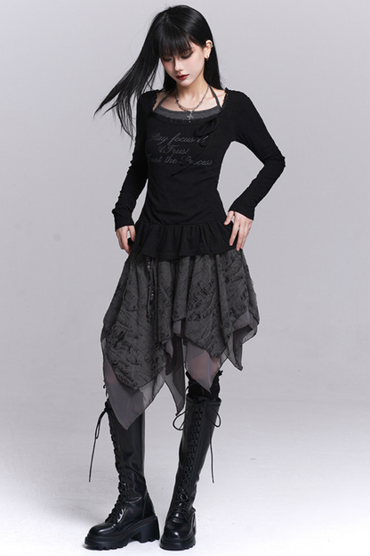 Black Halter Neck Two-Piece Top