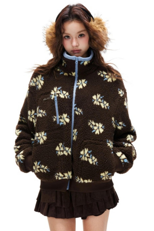 Floral Fair Isle Fleece Jacket