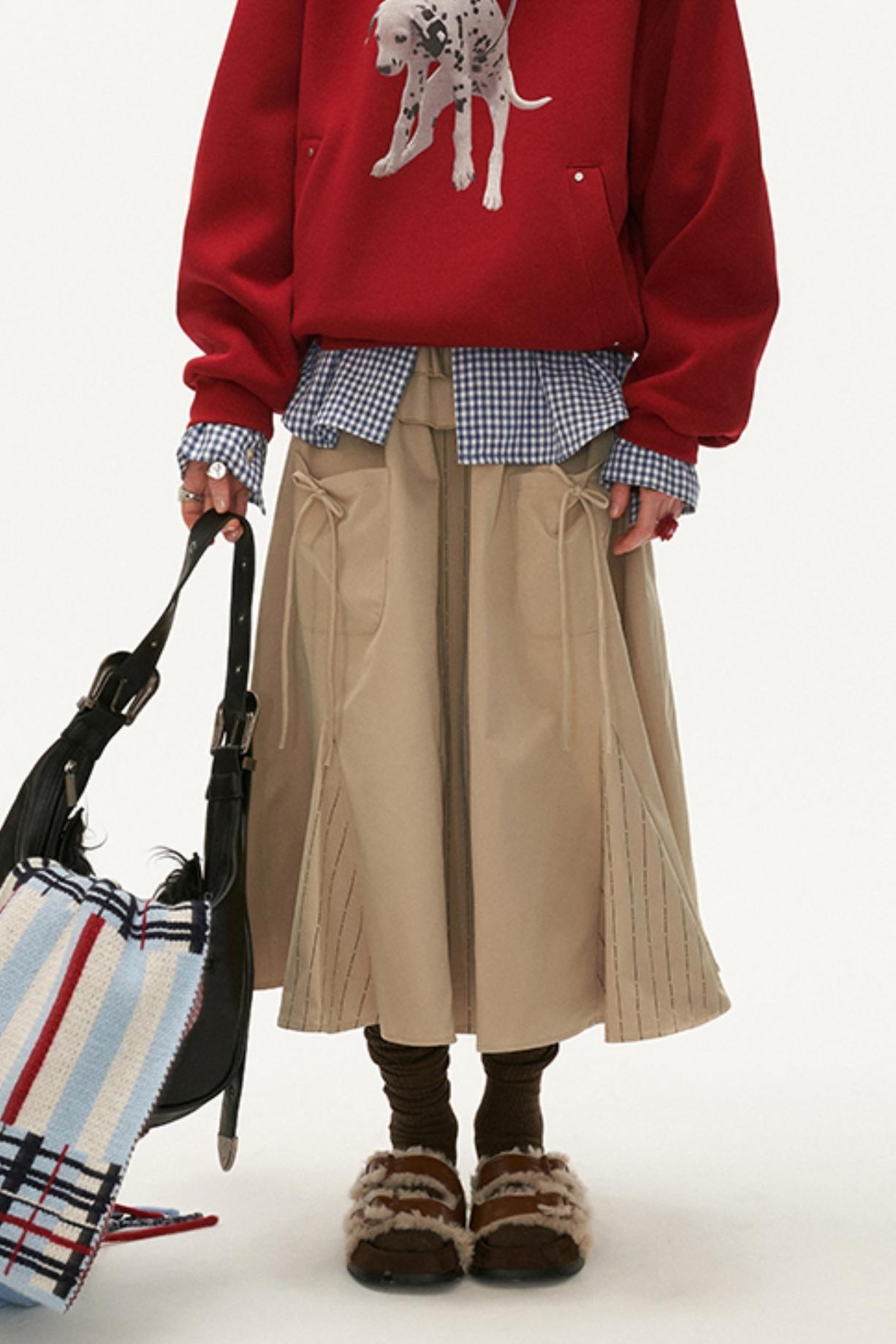 Temperament Khaki Blue Fashion Skirt