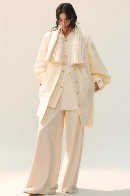 컬러 블록 더블 칼라 블라우스