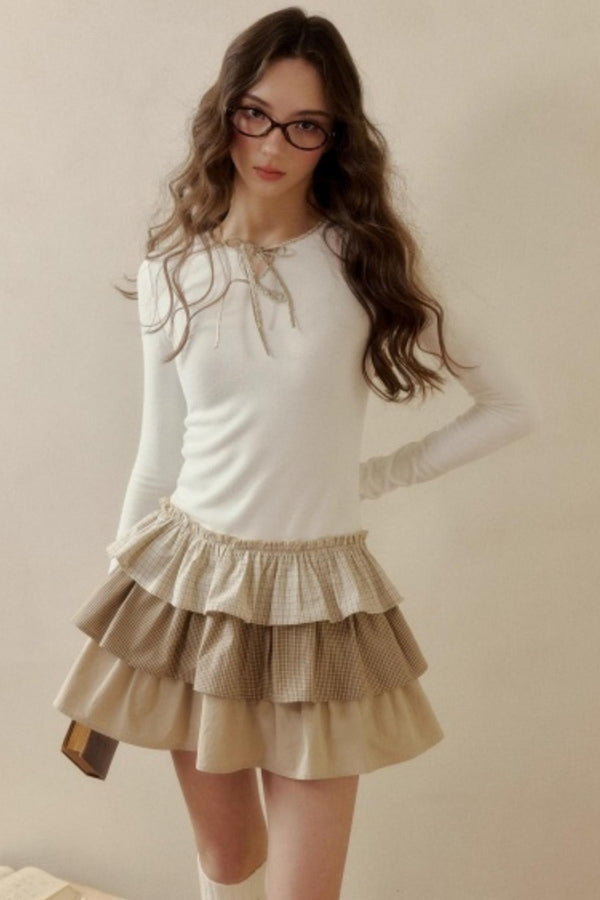 Retro Plaid Knit Tutu Skirt Dress
