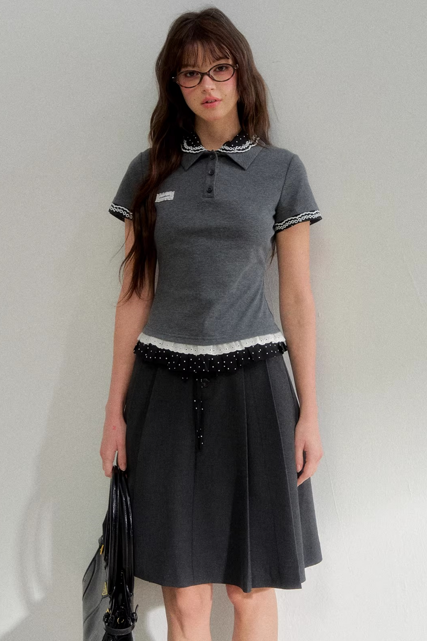 Polka Dot Pleated Skirt