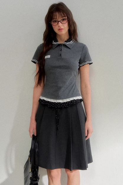 Polka Dot Pleated Skirt