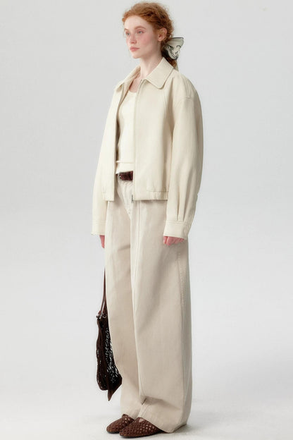 Soft Leather Lapel Jacket