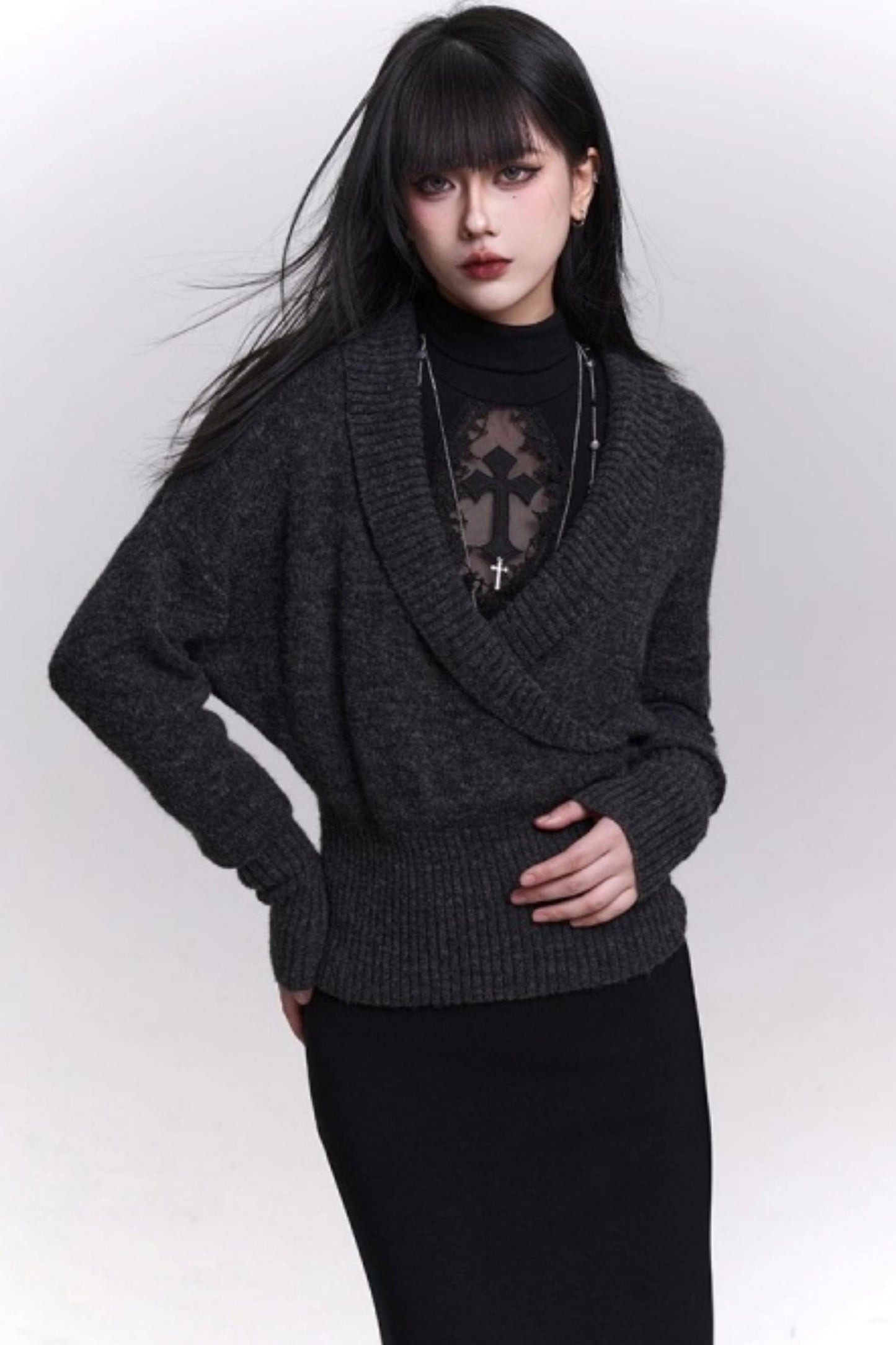 Autumn Black Knit Sweater
