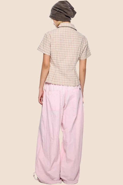 Plaid Tie Collar T-Shirt