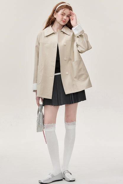 Khaki Embroidered Trench Coat