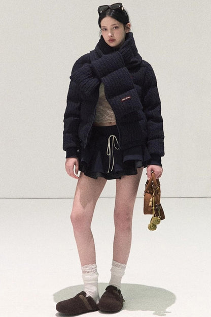 Plaid Color-Blocked A-Line Skirt