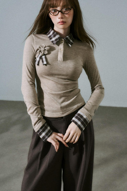 Quiet Plaid Long-sleeved Shirt