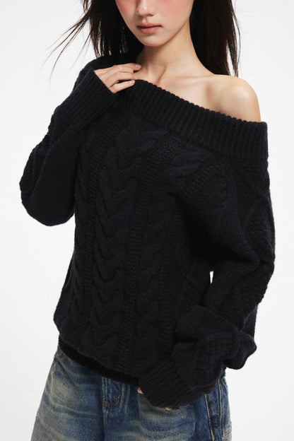 Lazy Wool Slanted Sweater Set