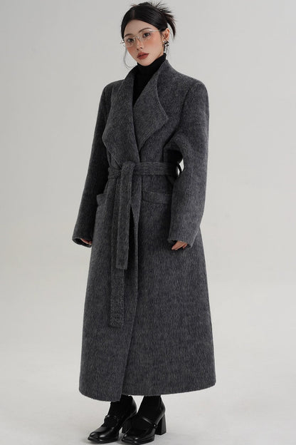 Elegant Gray-Blue Wool Coat