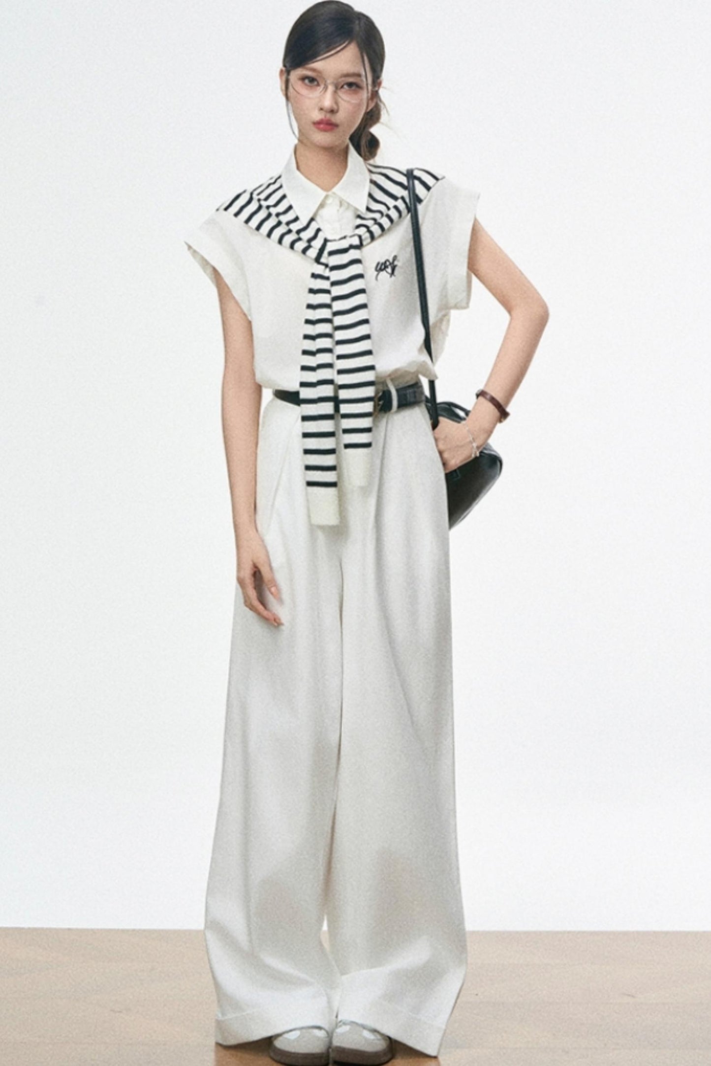 High-Waist White Casual Shorts