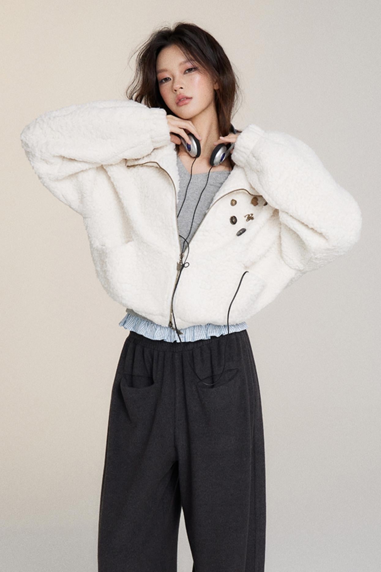 Teddy Bear Furry Cropped Jacket