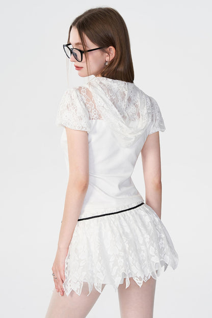White Lace Bow Skirt