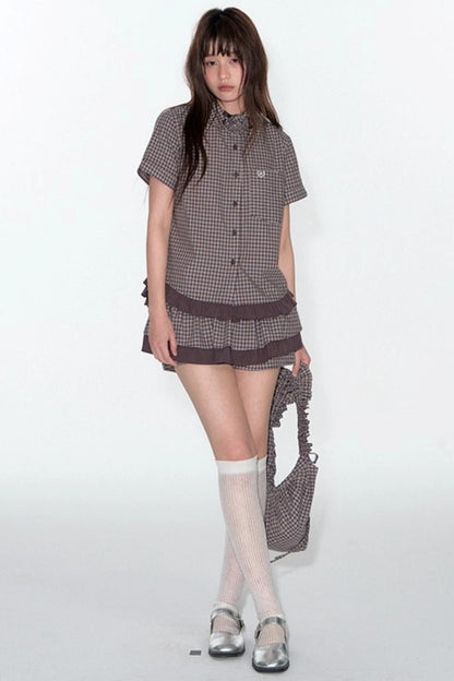 Original Plaid Doll Collar Two-Piece Set-Up