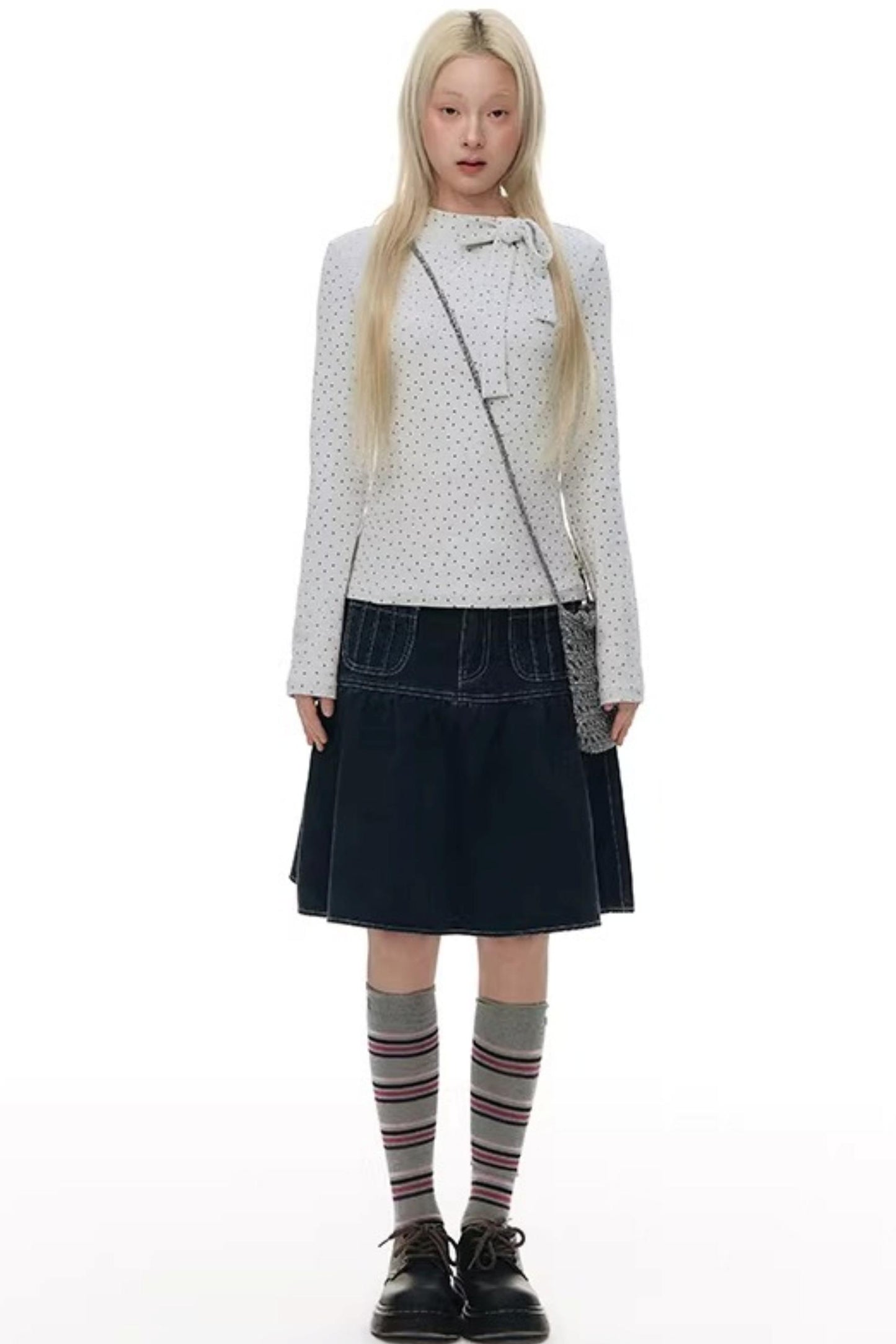 Tie-Neck Slim-Fit Blouse