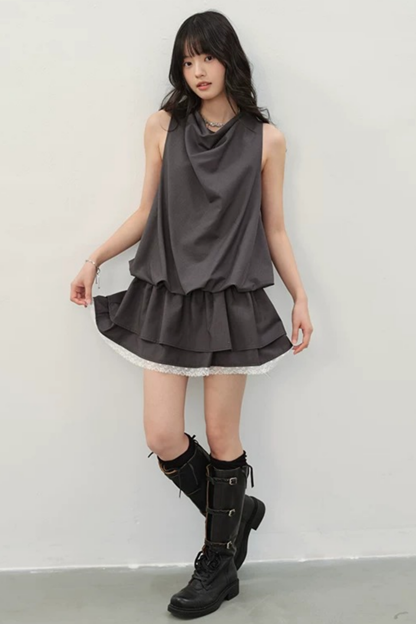 Smoke Gray Lace Dress
