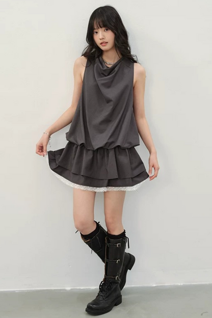 Smoke Gray Lace Dress